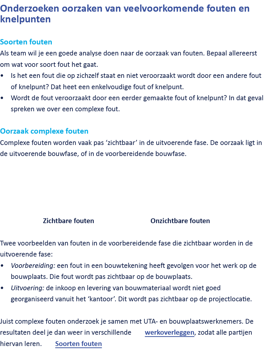 Onderzoeken oorzaken van veelvoorkomende fouten en knelpunten Soorten fouten Als team wil je een goede analyse doen n...